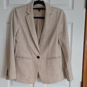 Ann Taylor Cream Herringbone Blazer